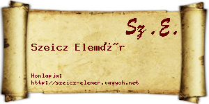 Szeicz Elemér névjegykártya