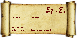 Szeicz Elemér névjegykártya